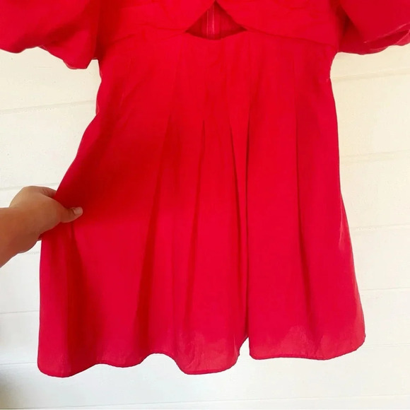 Like new! ASTR The Label Serilda Cutout Puff Sleeve Red Lyocell Mini Dress Small - Picture 13 of 15